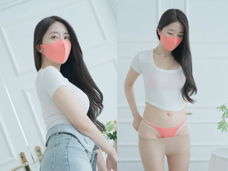 JangMi Model Hàn Quốc chụp Lookbook Đồ lót màu Hồng năng động