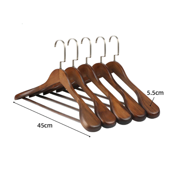 Móc Gỗ Nâu Treo Áo Vest Vai To 5.5cm Dài 45cm