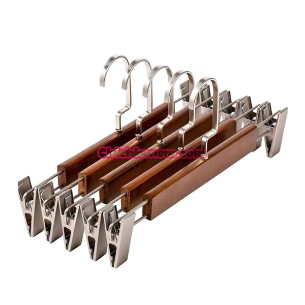 Móc kẹp Gỗ Cao Cấp màu nâu treo quần áo, kích thước trẻ em và người lớn dùng cho shop