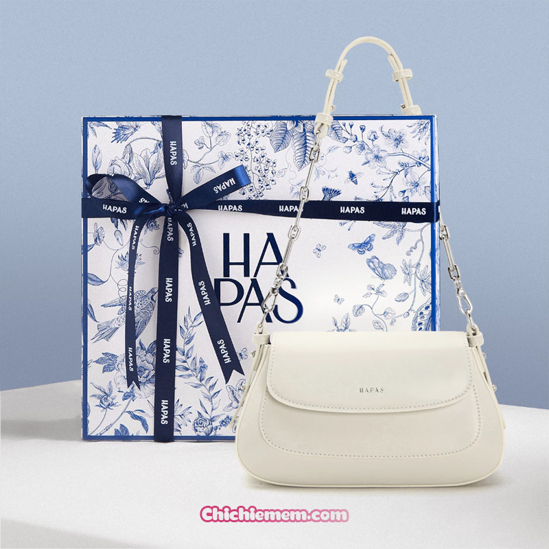 Túi Đeo Vai Hobo Nắp Gập Chain Handle White HAPAS - TDV24037